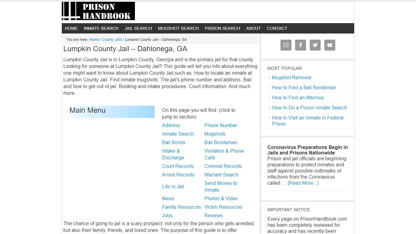 Lumpkin County Jail – Dahlonega, GA - Prison Handbook